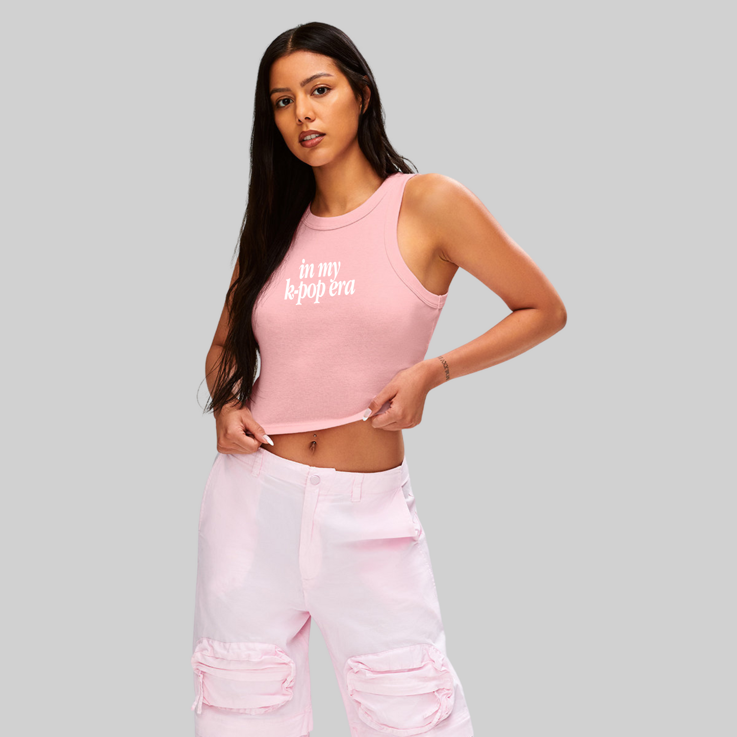 IN MY K-POP ERA CROPPED TANK - BABY PINK