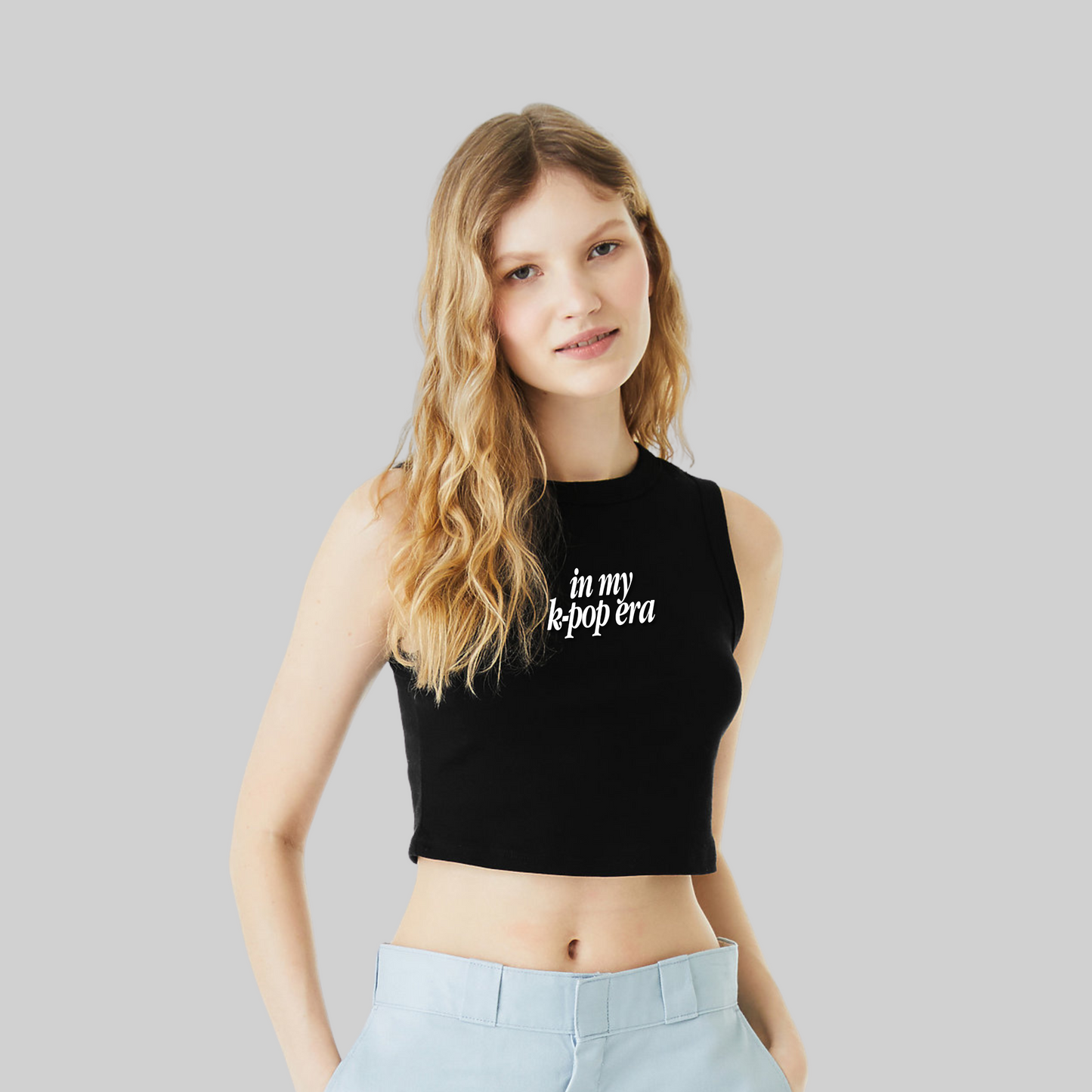 IN MY K-POP ERA CROPPED TANK - BLACK