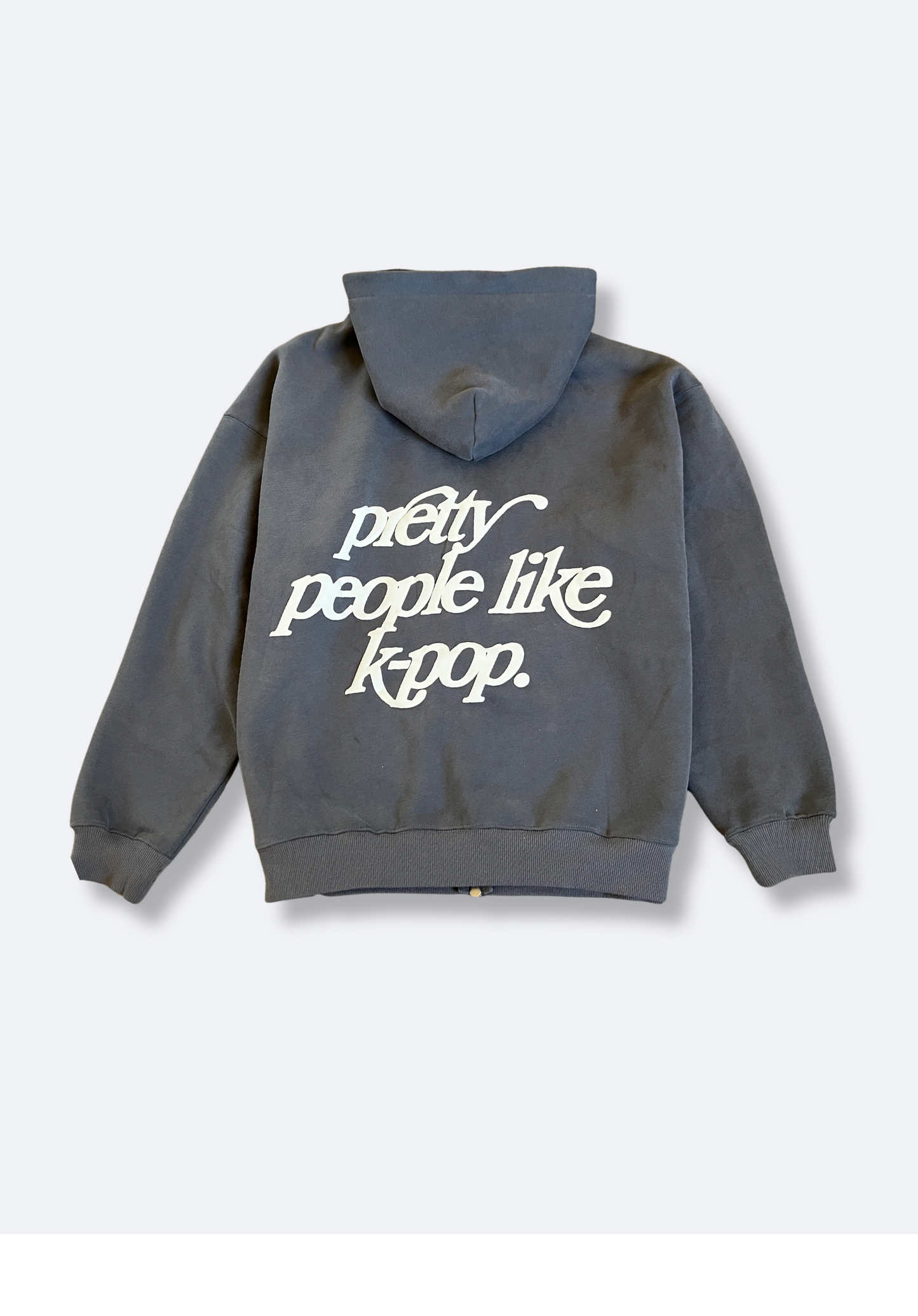 "PRETTY PEOPLE LIKE K-POP" zip up hoodie - slate grey preorder