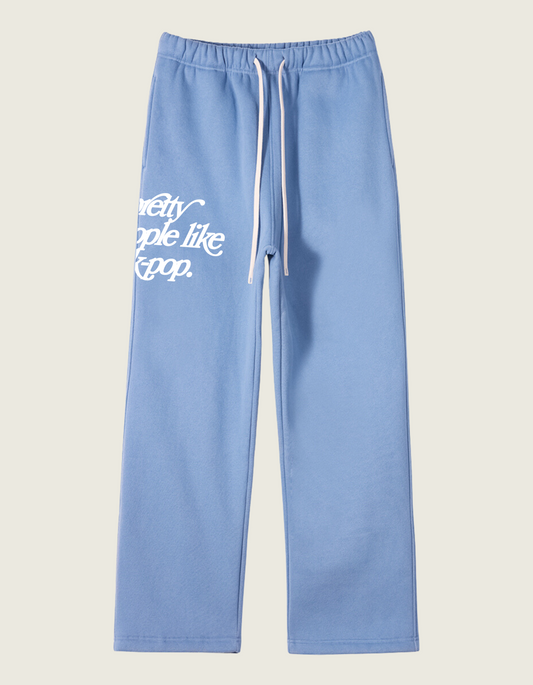"PRETTY PEOPLE LIKE K-POP" sweatpants - carolina blue preorder