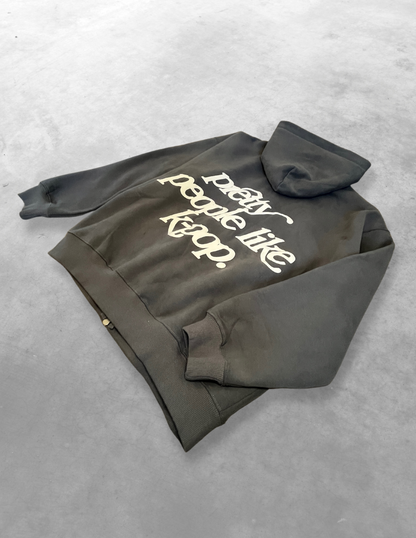 "PRETTY PEOPLE LIKE K-POP" zip up hoodie - slate grey preorder